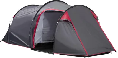 Image de Outsunny Tente de camping familiale 2-3 personnes tente tunnel étanche légère ventilée facile à monter chambre salon 3 portes fenêtres 4,26 x 2,06 x 1,54 m fibre verre polyester PE girs foncé rose