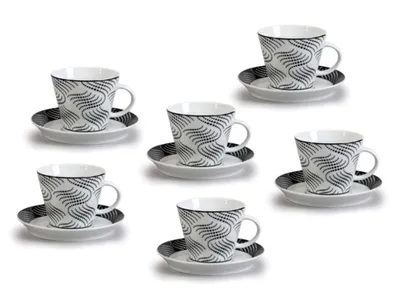 Obrázok produktu pre Thun 1794 Tom, porcelánové šálky a podšálky, 260 ml, zvlnené, Thun, 6 ks