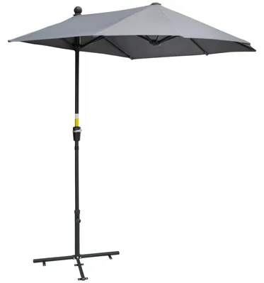 Produktbild von Outsunny 1,9 x 2 m Sonnenschirm Halbrundschirm wasserdicht für Garten Dunkelgrau