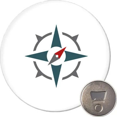 Produktbild von Huuraa Magnet Kompass Bussole 59mm Kühlschrankmagnet rund Flaschenöffner Geschenkidee