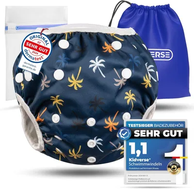 Image de Couches de bain réutilisables pour enfants de 0 à 3 ans, hypoallergéniques, très absorbantes, avec sac de rangement et