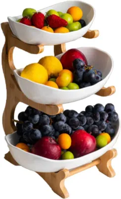 Produktbild von Famanu Obstschale - Keramisch - 3-stufig - Weiß - Platzsparend - Küche - Dekorativ