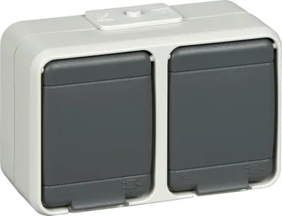 Produktbild von Schneider Electric Steckdose 455409 2f. 16A waager. licht/basaltgrau