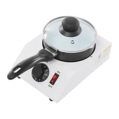 A chocolate melting pot with a lid on a white background.