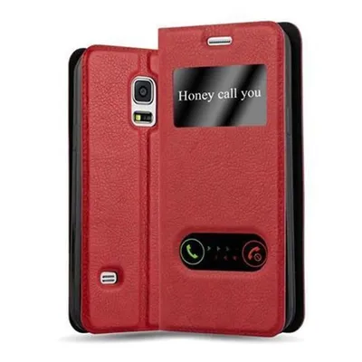 Immagine prodotto di Cadorabo custodia protettiva per Samsung Galaxy S5 MINI / S5 MINI DUOS cover in rosso custodia del telefono cellulare custodia a libro custodia cover