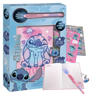 Produktbild von Kids Euroswan | Tagebuch Mit Schloss - 1 Stück - Magischer Uv-stift - Stitch Aufkleber - Disney Tagebuch