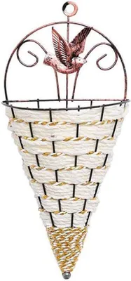 Immagine prodotto di Cestini portafiori da appendere, cestini portafiori intrecciati da parete, cestini portafiori bianchi da parete, cestini portafiori intrecciati da parete, cestini portafiori da parete per il giardino, cestini portafiori bianchi da parete