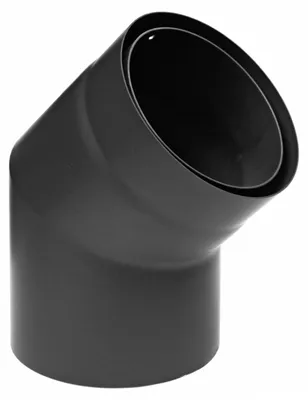 Produktbild von Raik Izoker Rauchrohrbogen 150mm schwarz doppelwandig 45° ohne Tür für Rauchrohr / Ofenrohr