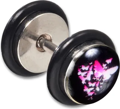Produktbild von viva-adorno 1 Stück Fake Plug Ohrstecker Edelstahl Ohrpiercing Schmetterling Schmetterlinge Pink Z231