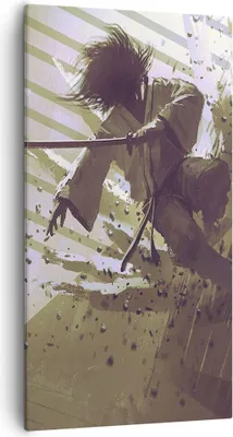 Produktbild von Bild auf Leinwand - Leinwandbild - Roboter Samurai Schwert Kämpfen - 55x100cm - Wand Bild - Wanddeko - Leinwanddruck - Bilder - Kunstdruck - Leinwand bilder - Wandkunst - PA55x100-2912
