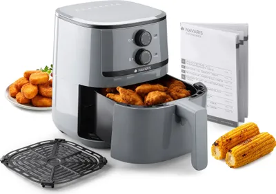 Produktbild von Navaris Heißluftfritteuse 4,3L Airfryer 1500W - Luftfritteuse ohne Öl - Heissluftfritteuse Beschichtet - Herausnehmbarer Korb - Kompaktes Design - Hot