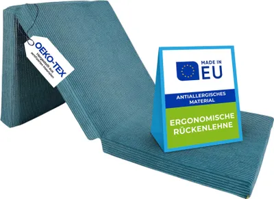 Zdjęcie produktu dla Pillows24 - Składany materac sztruksowy 195x120x15 cm ze zdejmowanym pokrowcem i uchwytami do przenoszenia | składany materac dla gości, dzieci lub w podróży | turkusowy