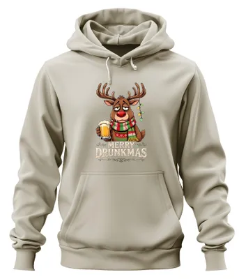 Produktbild von Merry Drunkmas Rentier Bier Weihnachten lustig Geschenk Hoodie Kapuzenpullover, Natur, 3XL