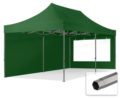 Produktbild von TOOLPORT 3x6m Stahl Faltpavillon, inkl. 2 Seitenteile, dunkelgrün