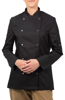 Productafbeelding van Dennys - Kookjas voor heren/dames, uniseks, met knoopsluiting, lange mouwen, model LT5994 (maat XS) (zwart)