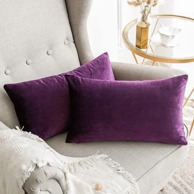 Produktbild von MIULEE-Set aus 2 weichen Kissenbezügen Dekorative Kopfkissen mit versteckter Schließe für Bank Schlafzimmer 12 x 20 Zoll 30 x 50 cm Pflaumen-Violett