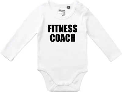 Produktbild von Huuraa Baby Body Fitness Coach Training 74 White  Baumwolle Fairtrade Langarmbody Geschenkidee