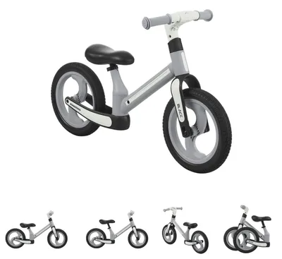 Productafbeelding van Kikkaboo Loopfiets Blace, 12 inch, verstelbaar zadel, vering voorwielen, opvouwbaar, grijs