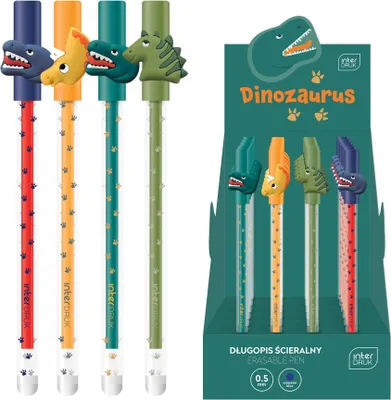 Produktbild von Interdruk Radierbarer Kugelschreiber mit Kappe Dinosaurier 4 Motive
