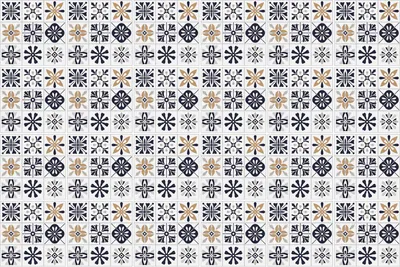 Produktbild von Fliesenaufkleber 15x15 cm – 24 Stück – Selbstklebend – Wasserfest – Pflegeleicht – Hitzebeständig – Für Küche & Bad – Geometrische Blumen und Kreise