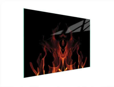Produktbild von Herdschutzplatte Schneidebrett 40x30 cm aus gehärtetem Glas, stoß- und hitzebeständig, Motiv Feuer