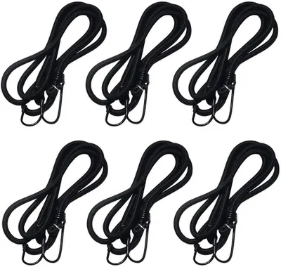 Produktbild von Set mit 6 universellen elastischen Bungee-Seilen mit Haken, 8 mm Durchmesser, aus Gummi