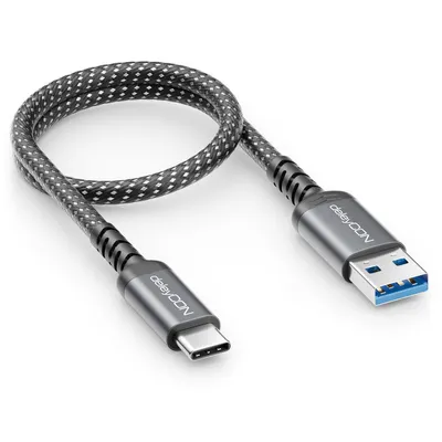 Produktbild von deleyCON 0,30m USB-A auf USB-C Kabel USB 3.2 Gen1 5Gbps