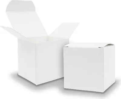 Produktbild von 50x itenga Würfelbox aus Karton 5x5cm weiß Gastgeschenk