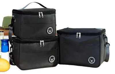 Immagine prodotto di Borsa porta pranzo, grande capienza, isolamento termico, nera, 3 pezzi