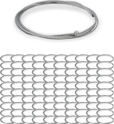 Produktbild von 100x Drahtseil Ø 1,8 mm, 7x7 mit Kugelnippel Ø 5,0 mm, Stahl verzinkt | Länge 3000 mm