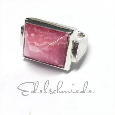 Produktbild von handgefertigter Silberring 925/- mit Rhodochrosit Cabochon #56