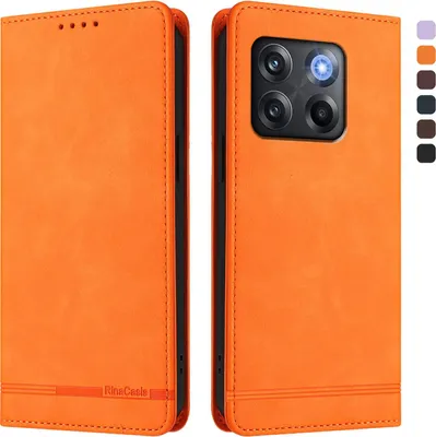 Obrázek produktu pro Pouzdro pro OnePlus 10T, retroPolyuretankožené flip pouzdro s stojánkem a přihrádkami na karty Pomerančový
