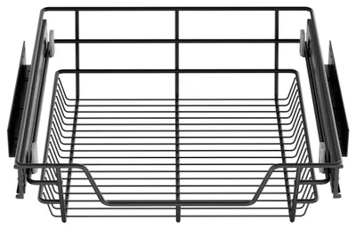 Image de Tiroir télescopique ACXIN 4X 50 cm, système à cadre métallique, adapté aux armoires de 50 cm, largeur du panier 47 cm, panier coulissant pour cuisine, noir