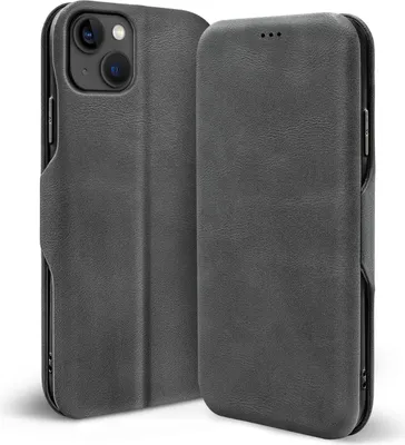 Produktbild von Conie Retro Klapp Tasche für iPhone 13 Mini Kartenfach Hülle Rundumschutz in Grau