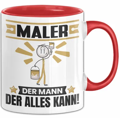 Produktbild von Maler Tasse Geschenk für Maler Der Mann Der Alles Kann Geschenkidee zum Geburtstag (Rot)