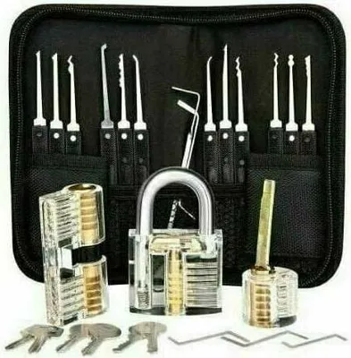 Produktbild von Professionelles Lockpicking-Set, 26 Passwort-Signatur-Kits mit 3 transparenten Vorhängeschloss-Picking-Kits