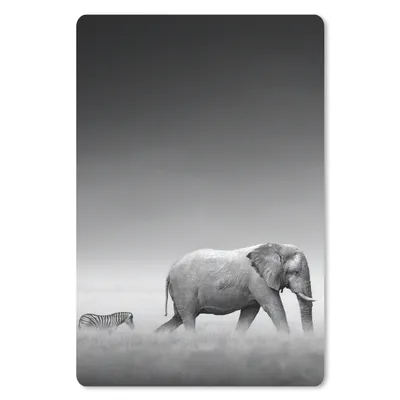 Produktbild von MuchoWow® Mauspad Mousepad Elefant - Tiere - Landschaft - Schwarz und weiß - Zebra 18x27 cm - Mousepads - Maus Mat - Pad - Mausunterlage