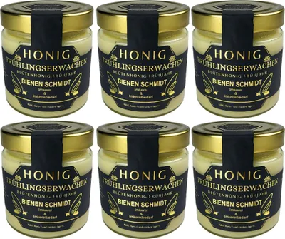 Obrázok produktu pre 6x nemecký včelársky med „FRÜHLINGSERWACHEN“ 500 g v pohári Nemecký med Jarný