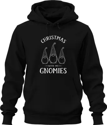 Zdjęcie produktu dla Christmas with my Gnomies Świąteczna bluza z kapturem uni dla skrzatów, czarny, S