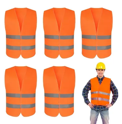 Produktbild von Warnwesten Auto 5 Stück Neongelb Reflektierend 59x68cm Polyester