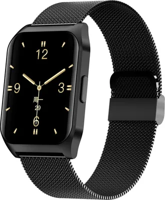 Image de E17 Smart Watch avec Make Call Portable Music Player Fitness Tracker Cardiofréquencemètre pour hommes femmes, Bracelet en acier maillé noir