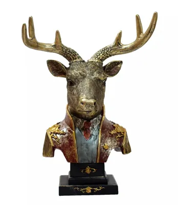 Produktbild von Hirsch Kopf Büste Geweih Deko Tier Figur Skulptur Reh Bock Kuh Elch Rentier