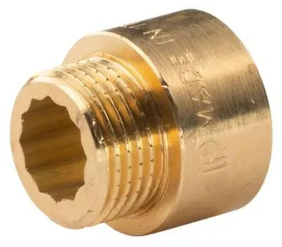 Produktbild von Messing Gewinde-Fitting Hahnverlängerung IG/AG 1/2' (DN 15) Länge 15 mm - schwere Ausführung