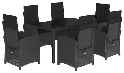 Produktbild von vidaXL 7-tlg. Garten-Essgruppe mit Kissen Schwarz Poly Rattan