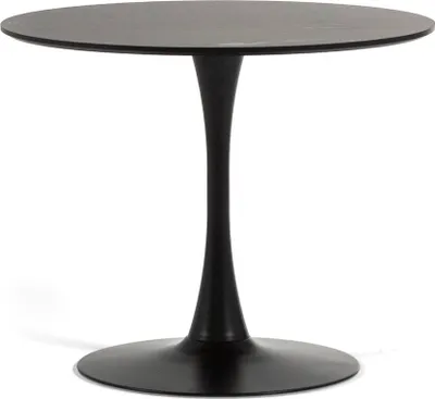 Produktbild von Runder Tisch Ø90 cm mit Holzoptik-Tischplatte und zentralem Metallgestell – modern, elegant und vielseitig für Küche, Wohnzimmer und Büro – ORLANDO – Anthrazit