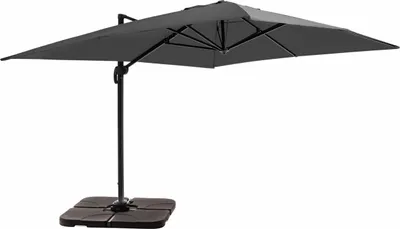 Image de Parasol déporté 4x3 m 360° inclinable + 4 dalles à lester gris - Oviala Caserta