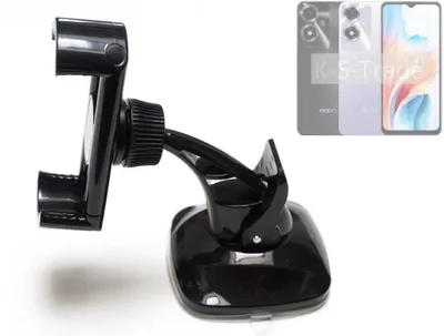 Produktbild von K-S-Trade kompakte Handy-Halterung Windschutzscheibe kompatibel mit Oppo A2m Armaturenbrett schwarz Autohalterung KFZ Halter Scheiben-Halterung