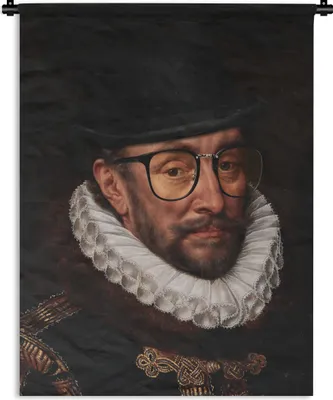Produktbild von MuchoWow® Wandteppich Wandbehang Wilhelm von Oranien - Adriaen Thomasz - Hut 120x160 cm Tapisserie Dekoration Wandtuch - Wohnzimmer - Moderne