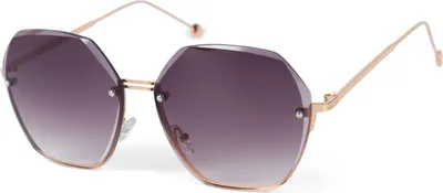 Produktbild von styleBREAKER Damen Ovale Oversize Sonnenbrille mit Diamant Schliff, Rahmenlos mit getönten Gläsern, Metallrahmen 09020136
