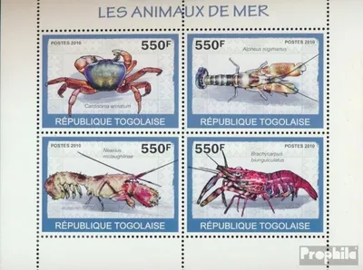 Produktbild von Briefmarken Togo 2010 Mi 3409-3412 Kleinbogen (kompl. Ausgabe) postfrisch Meerestiere